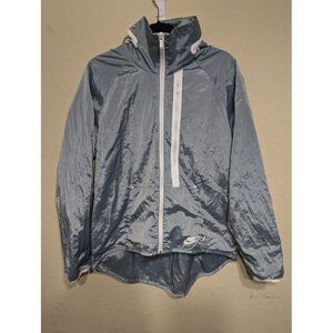 Nike Tech Aeroshield Moto Cape Women's‎ Jacket Size XL Blue/Gray Windbreaker